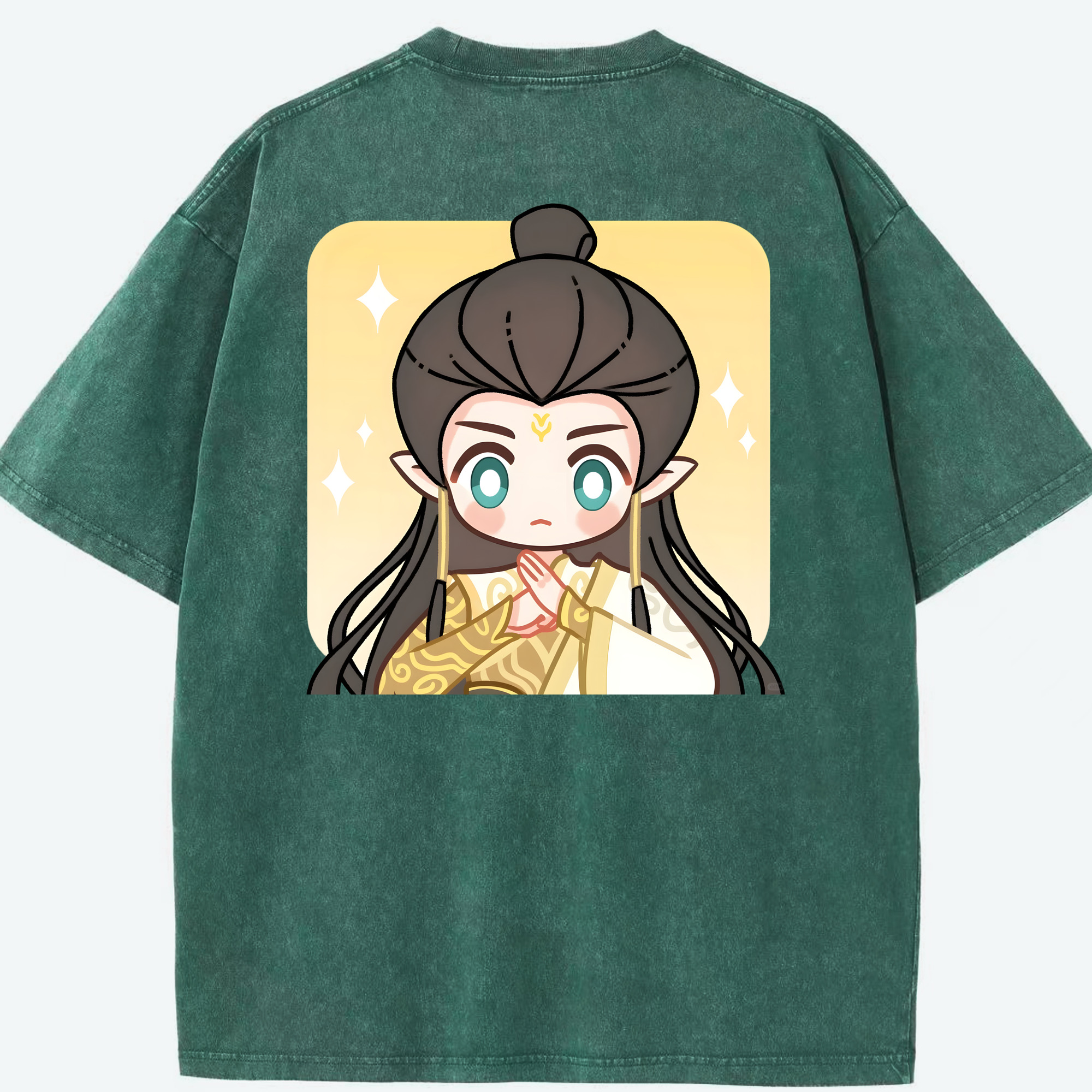 （画像用） Ne Zha 2 ナタ 魔童の大暴れ 綿100% ヴィンテージ風 半袖Tシャツ（背面プリント）